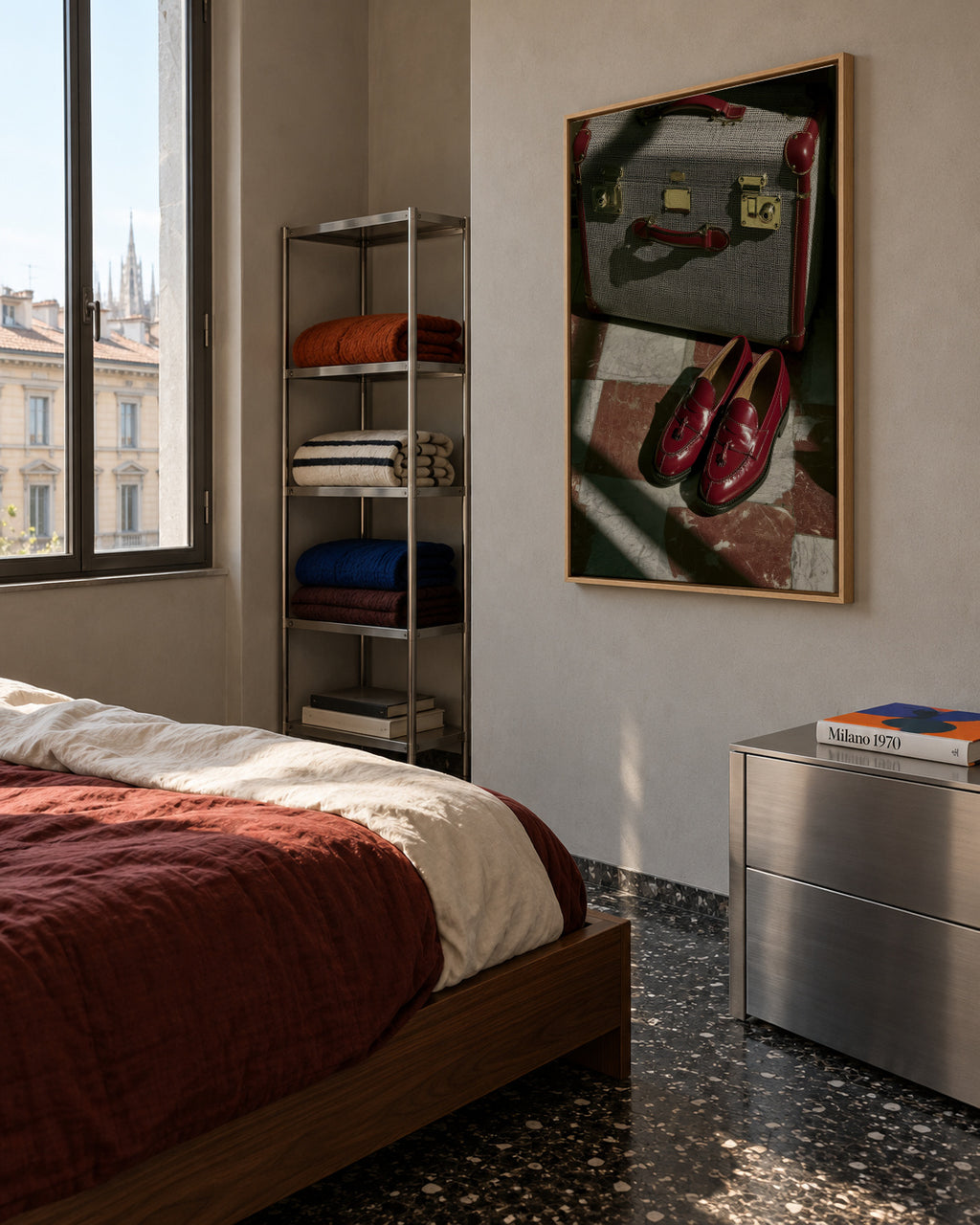 Red Shoes Club - Framed canvas in an interior