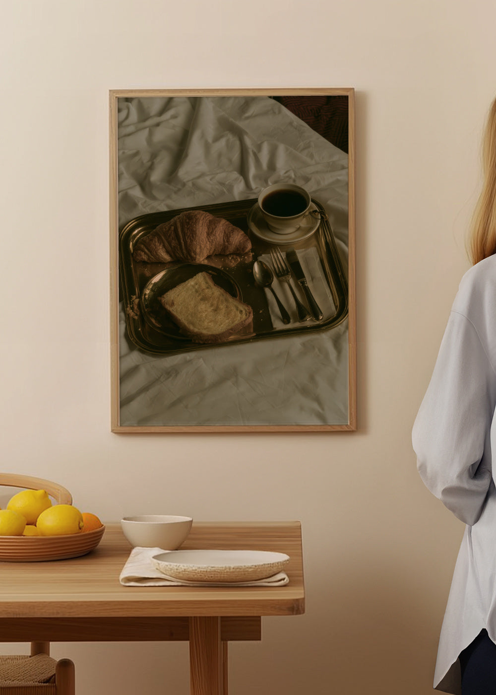 Breakfast in Bed - Framed poster in an interior