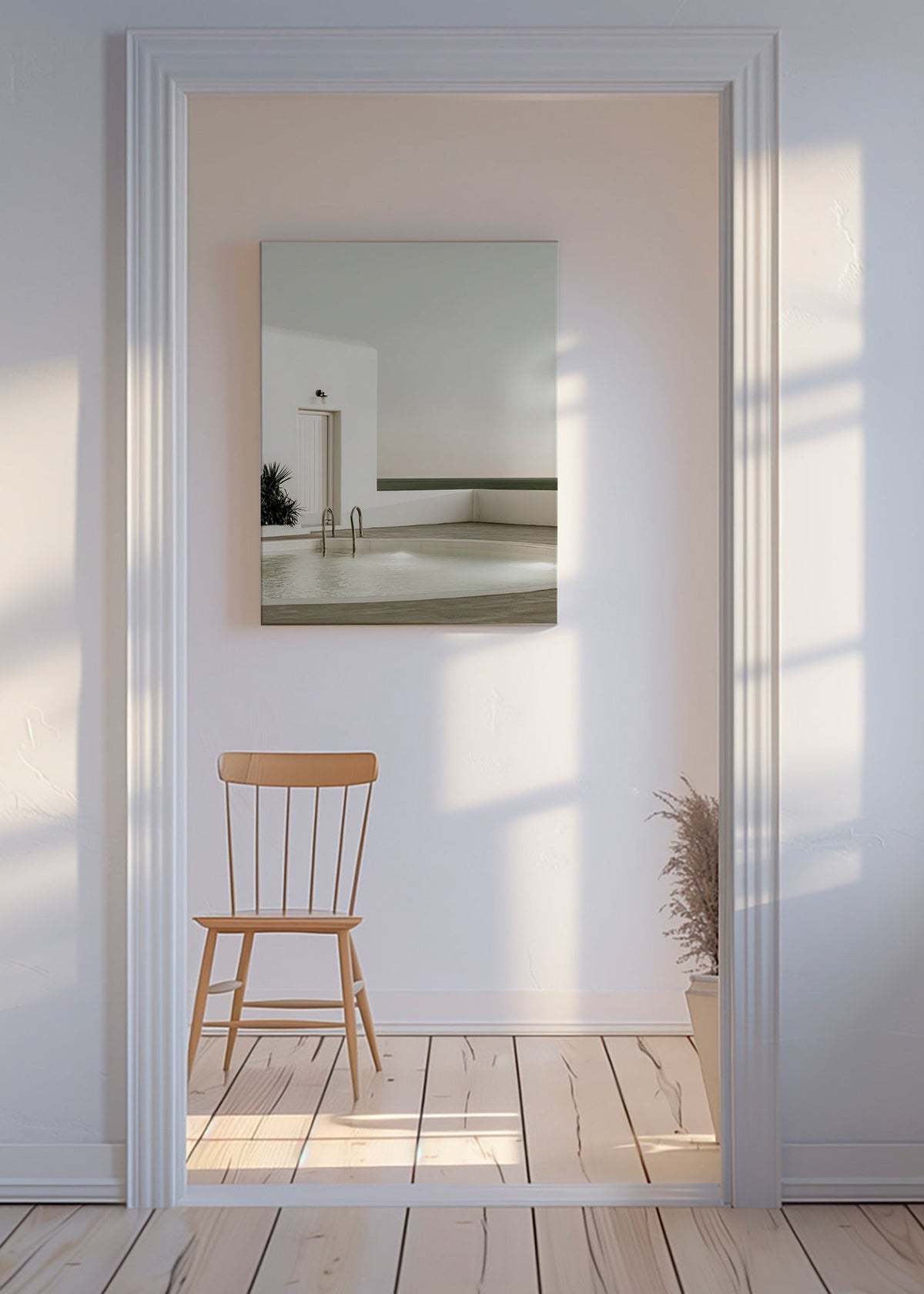 Fotografía de piscina minimalista y arquitectura blanca – Canvas