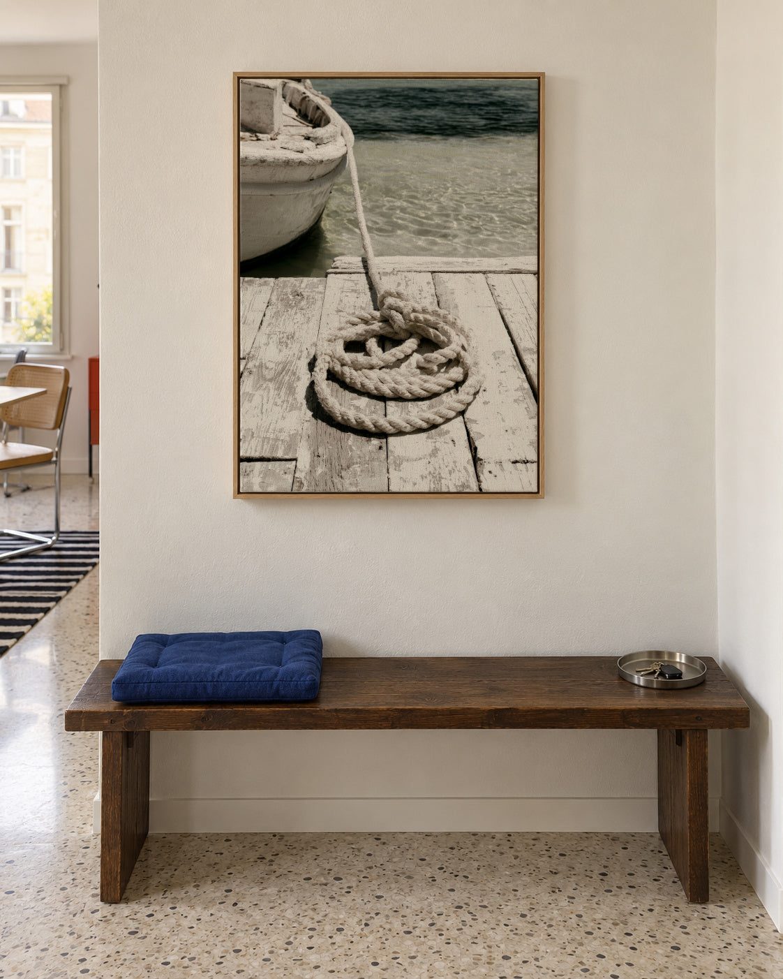 Dockside Rope - Framed canvas in an interior