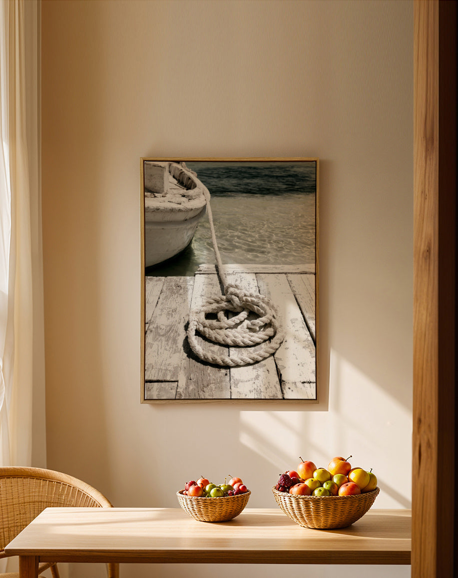 Dockside Rope - Framed canvas in an interior