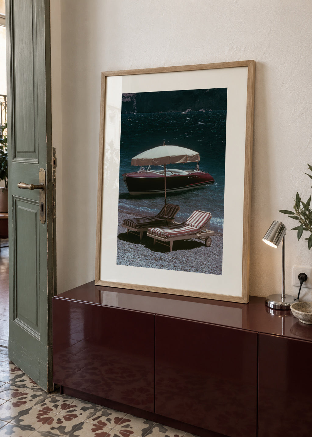 Lake Escape - Framed poster in an interior