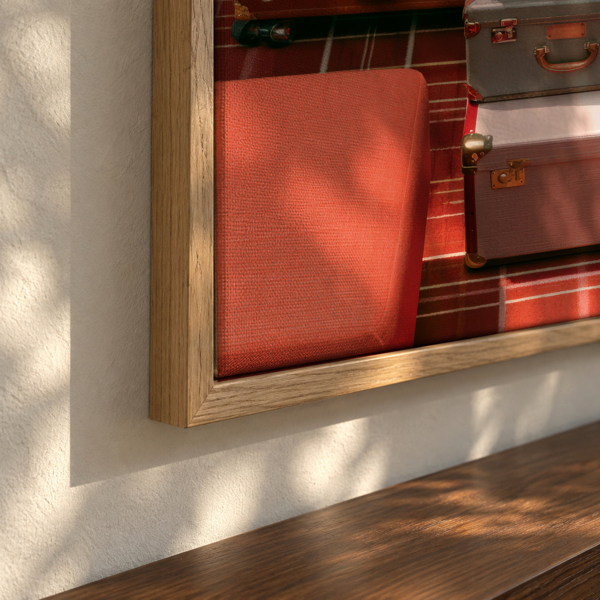 Red Luggage - Framed canvas detail