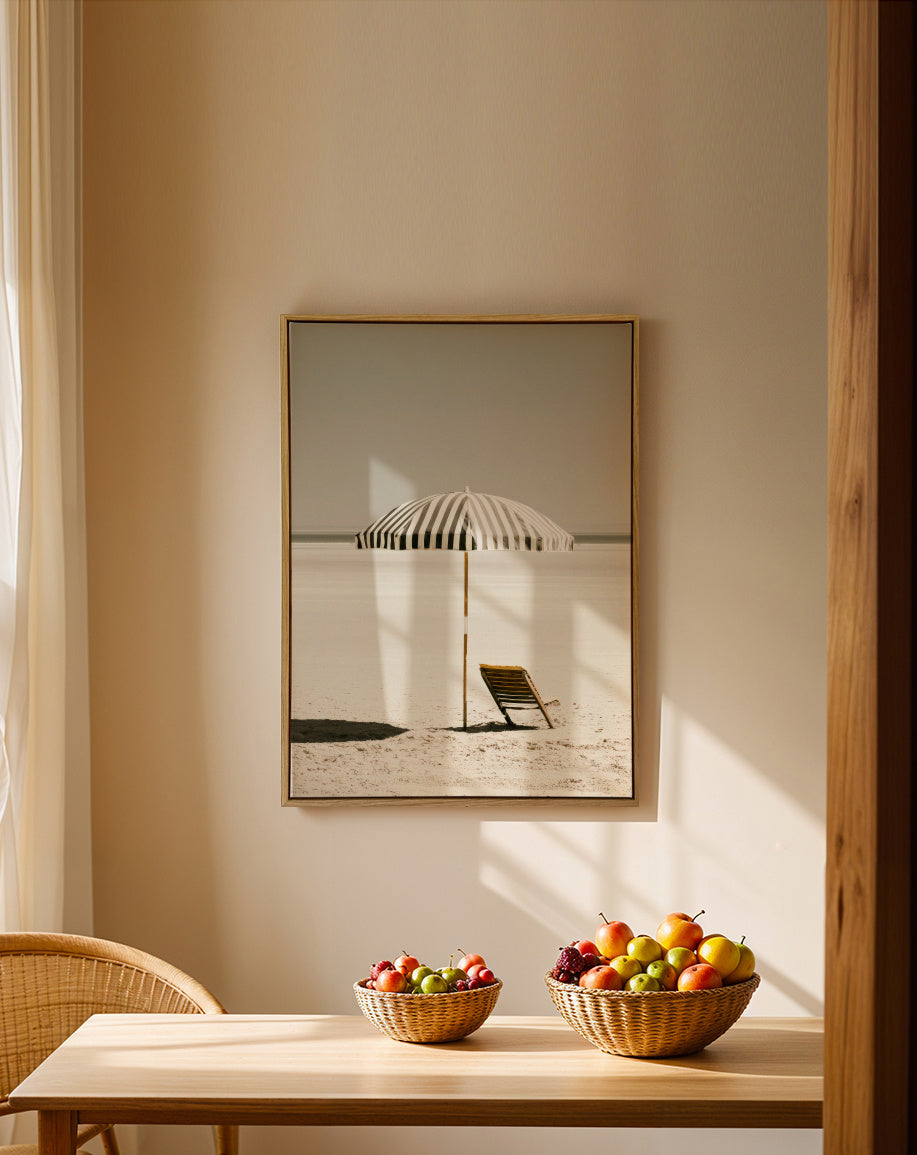 Lonely Umbrella - Framed canvas in an interior