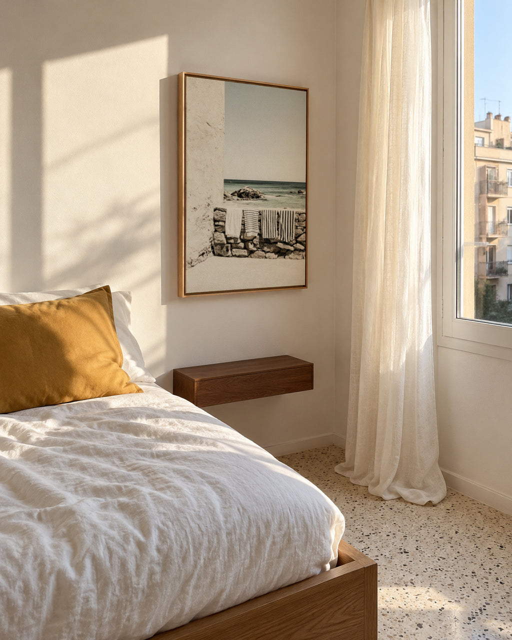 Seaside Towels - Framed canvas in an interior