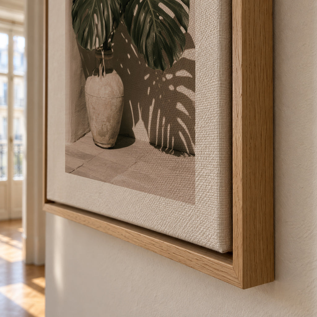 Monstera Shadow - Framed canvas detail