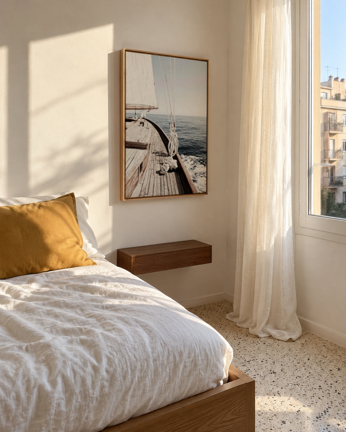 Sailing Morning - Framed canvas in an interior