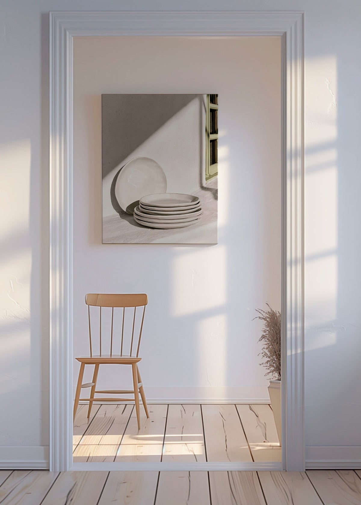 Cuadro de cocina cerámica blanca y luz natural – Canvas