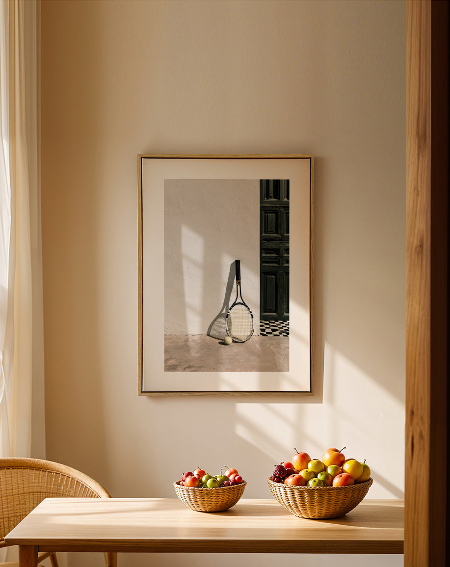Tennis Afternoon - Framed canvas in an interior