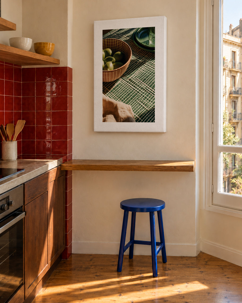 Olive Table - Unframed canvas in an interior