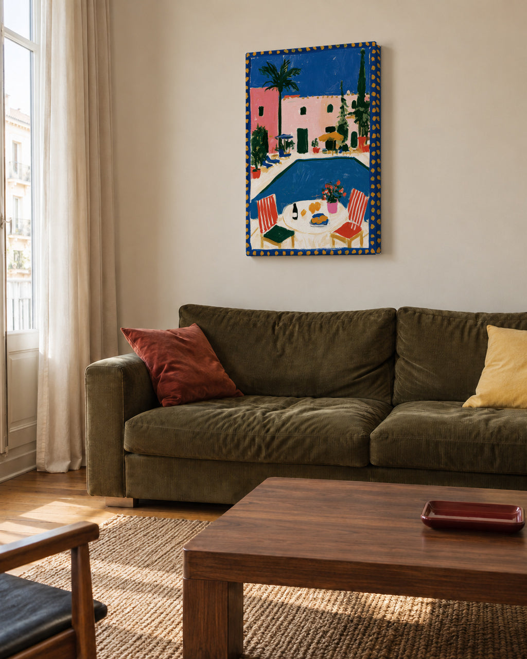 Pink Villa - Unframed canvas in an interior