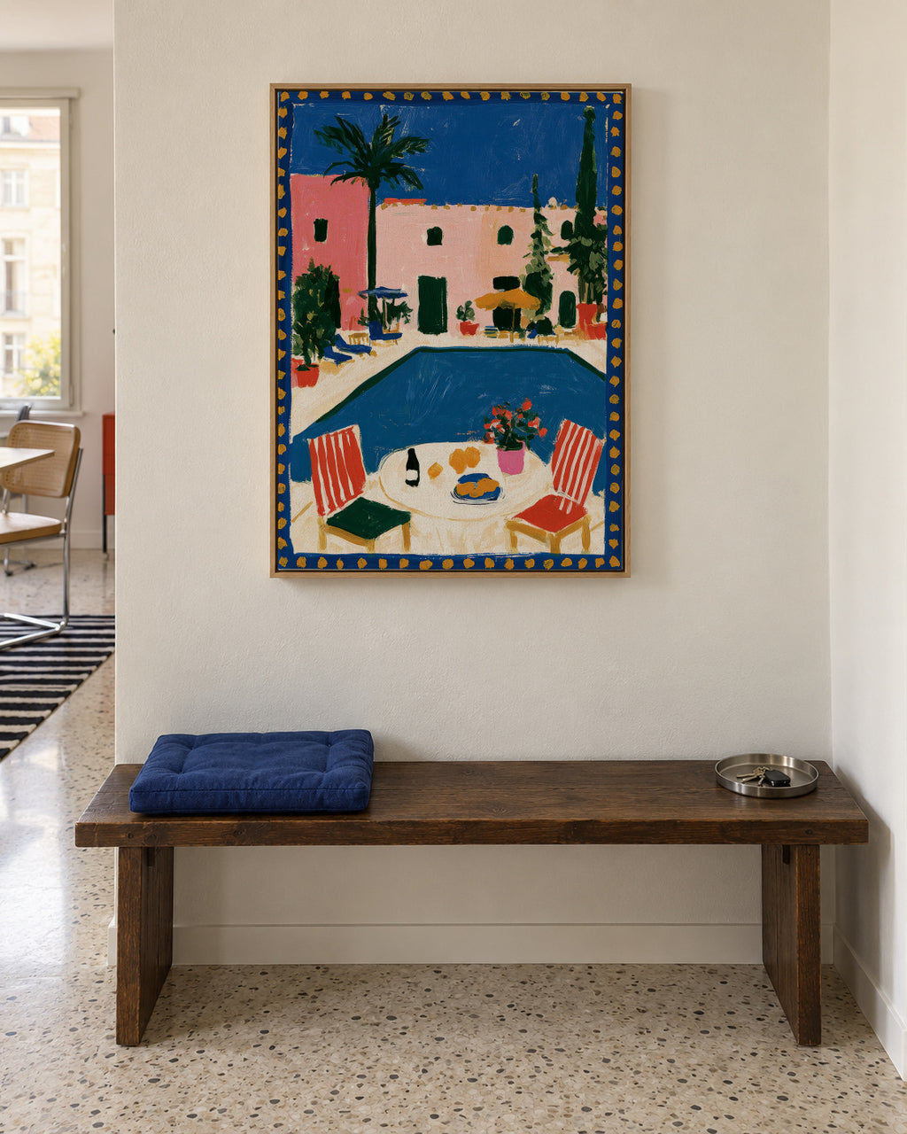 Pink Villa - Framed canvas in an interior