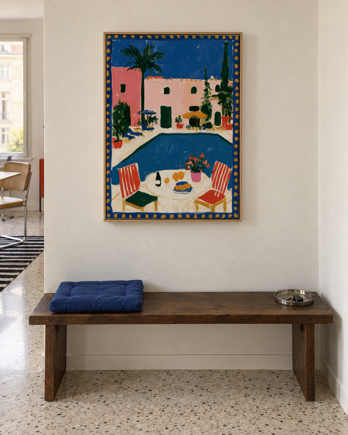 Pink Villa - Framed canvas in an interior