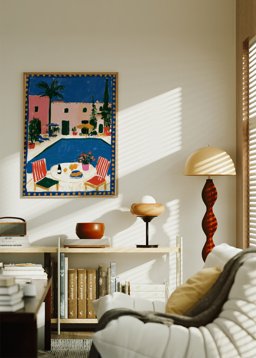 Pink Villa - Framed poster in an interior